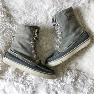 sperry | high top roll down plaid shoes 7.5